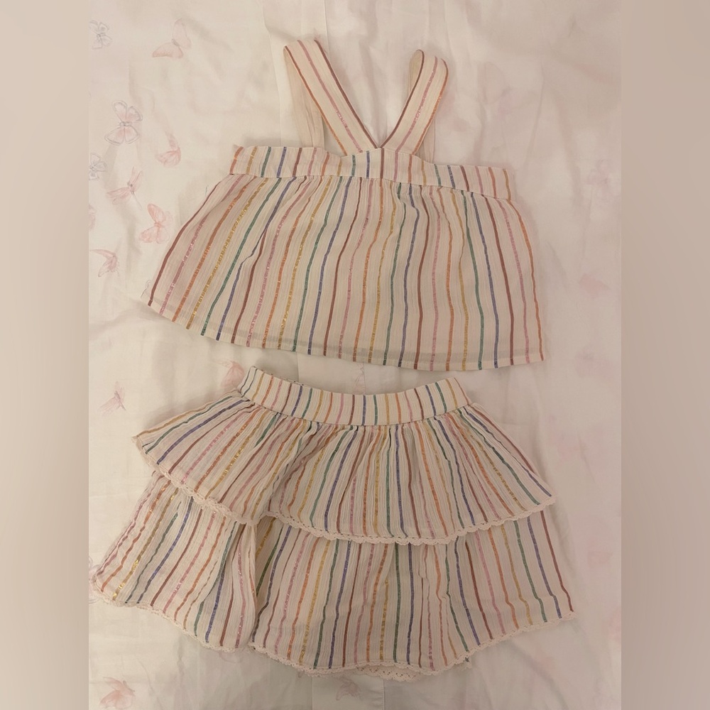 Cute metallic stripe skirt and tank set